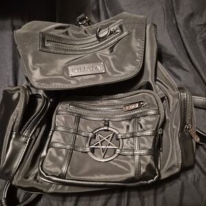 Killstar Black Backpack with Crescent and Pentagram Accents